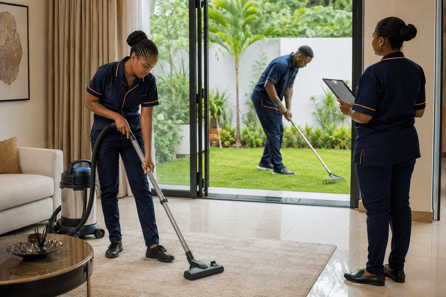 WHILZ property-care team cleaning a modern home in Abuja